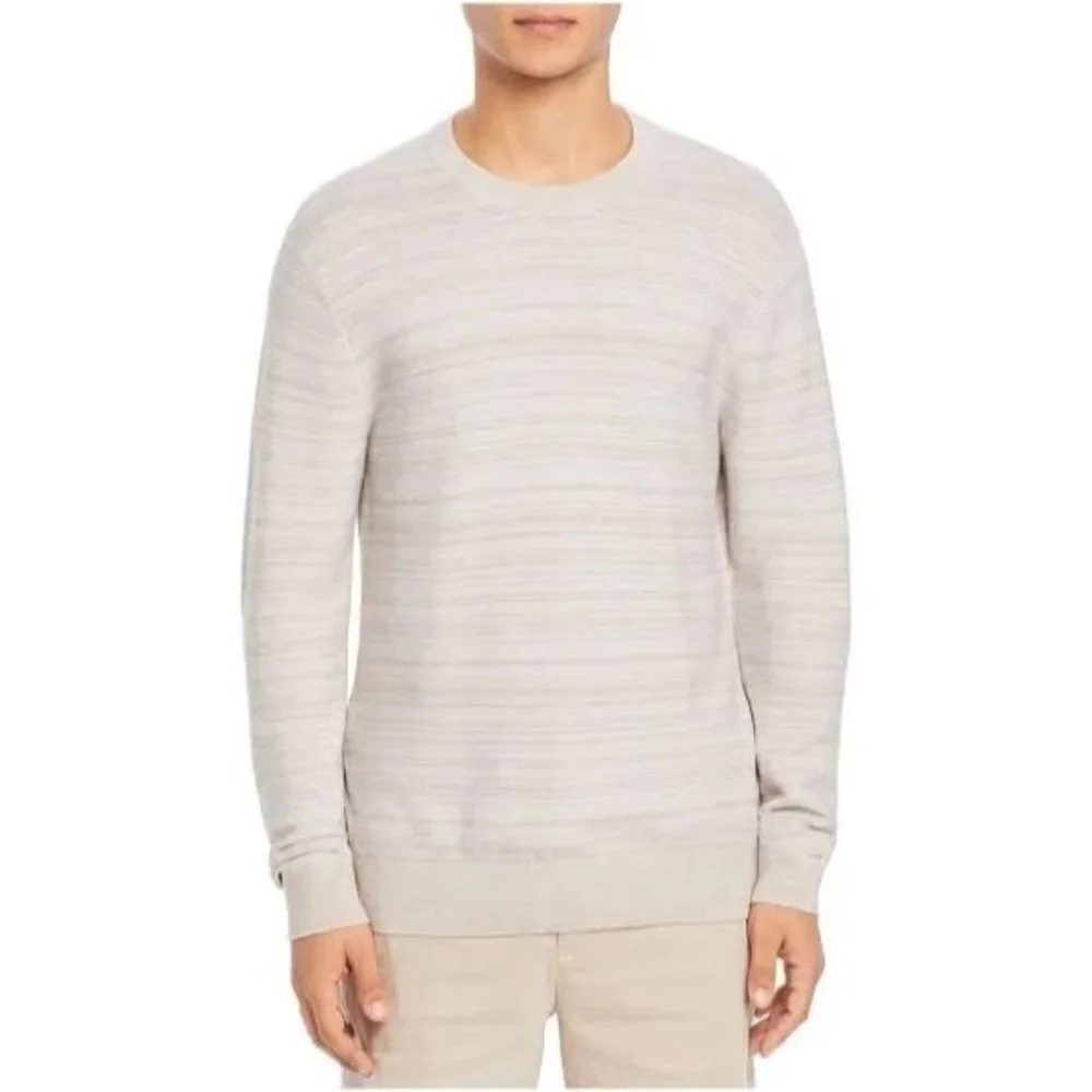 Michael Kors Men's Crew Neck Sweater Oatmeal Made in USA Cotton